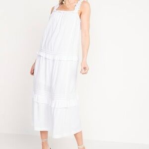 OLD NAVY Sleeveless Ruffle-Neck Tiered Midi Swing Dress
